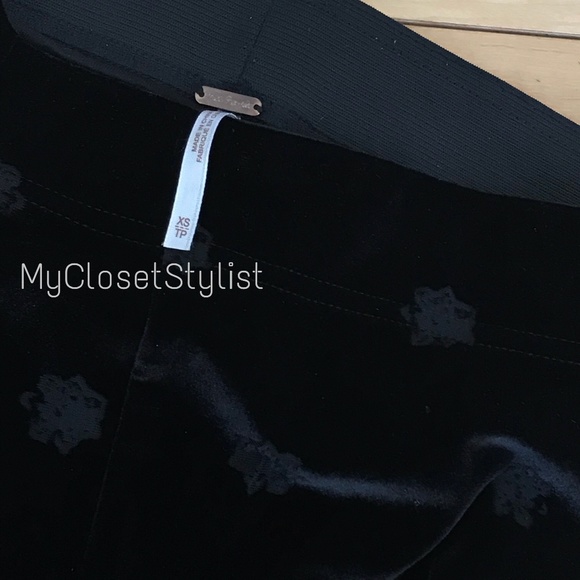 Free People Black Bells VELVET Pants NWT xs-s saks - Picture 4 of 7